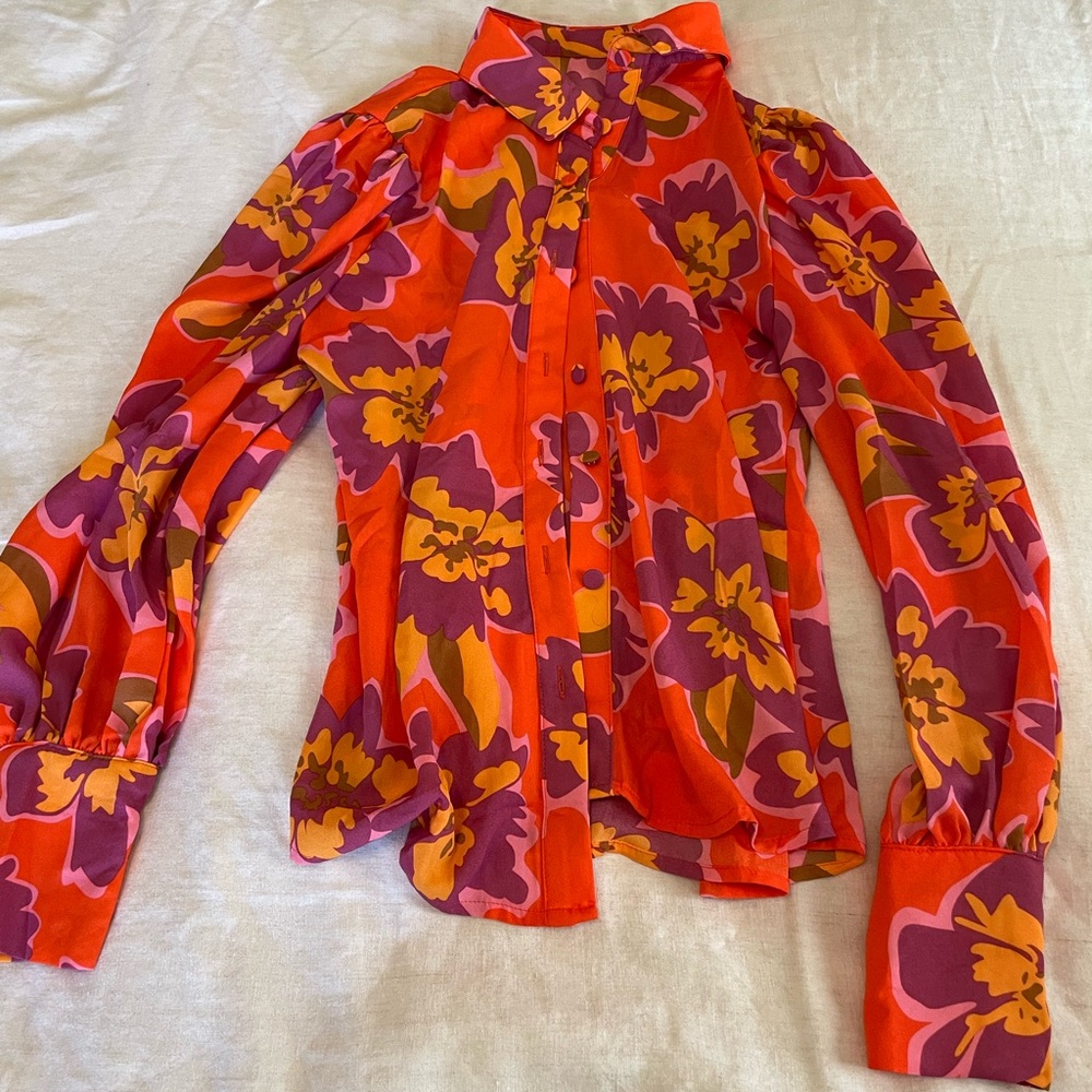 Floral Orange and Purple Women's Top